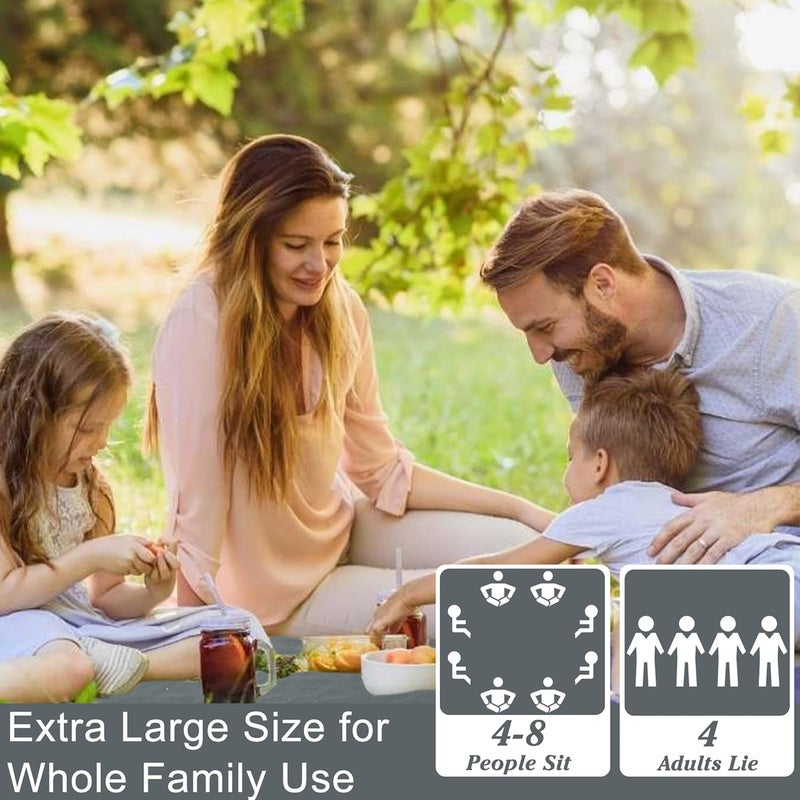 ALLBFENG Waterproof Picnic Blanket 80 * 60 in Portable with Carry Strap for Beach Mat or Family Outdoor Camping Party, Park Blanket for Grass Park, Hiking, Travel - Image 4